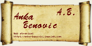 Anka Benović vizit kartica